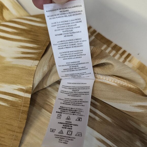 Michael by Michael Kors Gold Patterned Cold Shoulder Blouse Size Small - Picture 9 of 14